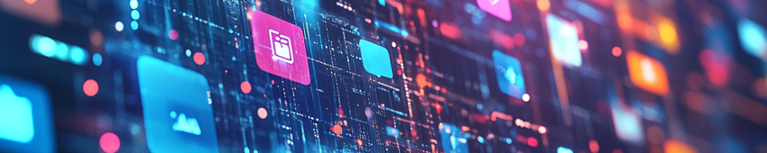 Interfaz digital con iconos brillantes y conectados
