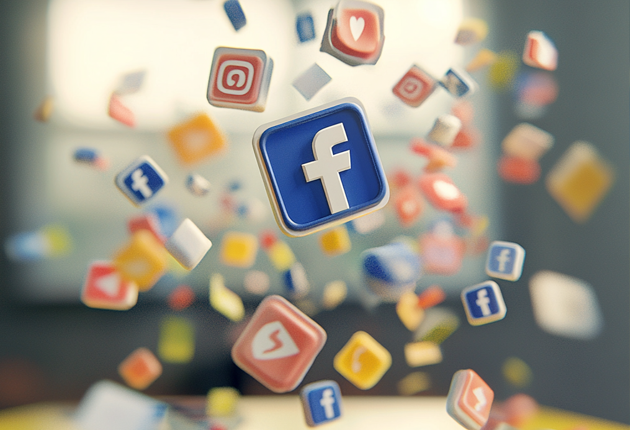 Iconos flotantes de redes sociales como Facebook, Instagram y más, representando el dinamismo de Paid Social.